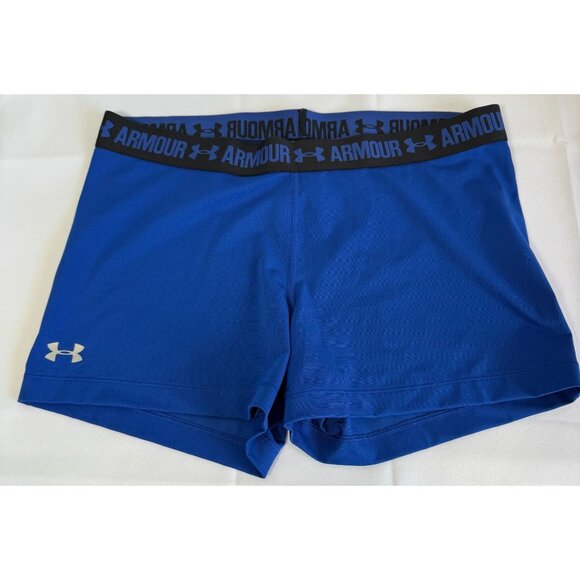 Under Armour Womens HeatGear Compression Shorts XL Blue Activewear Gym Workout - Picture 1 of 12